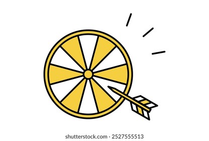 Icono de dardos de ruleta, dibujo de línea simple, Ilustración vectorial