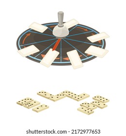 Roulette and domino board games set vector illustration