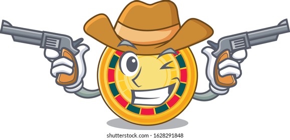 Roulette dressed as a Cowboy having guns