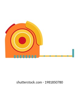 Icono de vector plano de ruleta. La educación, la escuela, la universidad, el regreso a la escuela. Mediciones, dimensiones, diseño, lecciones de construcción. Ilustración plana vectorial, estilo de dibujos animados