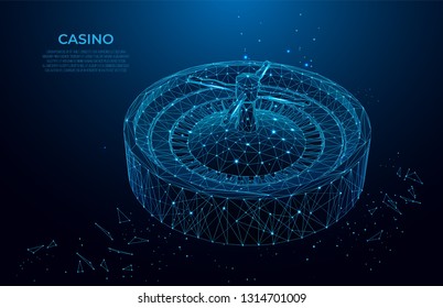 Roulette in the form of a starry sky or space. CASINO concept.  Polygon vector design. Futuristic wireframe design vector illustration. mesh art