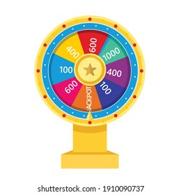Roulette fortune spinning wheel flat icon casino money games - bankrupt or lucky vector element. Fortune, wheel for casino, success game roulette illustration