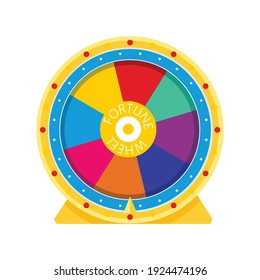 Roulette fortune spinning wheel flat icon casino money games - bankrupt or lucky vector element. Fortune, wheel for casino, success game roulette illustration