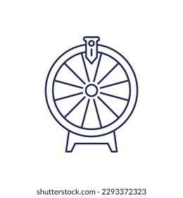 roulette, fortune wheel line icon on white