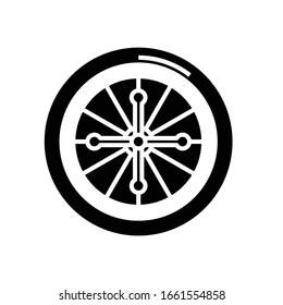Icono negro de juego de ruleta, ilustración conceptual, símbolo plano vectorial, signo de glifo.