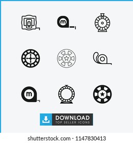 Roulette icon. collection of 9 roulette filled and outline icons such as measure tape, tape. editable roulette icons for web and mobile.