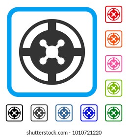 Roulette icon. Flat gray pictogram symbol in a blue rounded frame. Black, gray, green, blue, red, orange color additional versions of roulette vector. Designed for web and app interfaces.