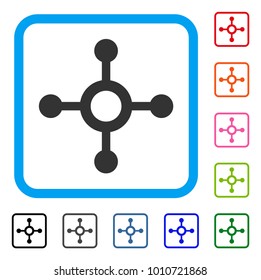 Roulette icon. Flat grey iconic symbol in a blue rounded rectangle. Black, gray, green, blue, red, orange color variants of roulette vector. Designed for web and app user interface.