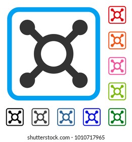 Roulette icon. Flat grey pictogram symbol in a blue rounded rectangular frame. Black, gray, green, blue, red, orange color additional versions of roulette vector.