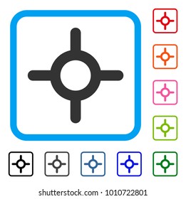 Roulette icon. Flat grey pictogram symbol in a blue rounded squared frame. Black, grey, green, blue, red, orange color additional versions of roulette vector. Designed for web and app UI.