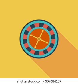 Roulette icon. Flat vector related icon with long shadow for web and mobile applications. It can be used as - logo, pictogram, icon, infographic element. Vector Illustration.