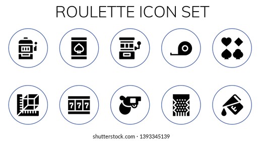 roulette icon set. 10 filled roulette icons.  Simple modern icons about  - Slot machine, Measure, Online gambling, Pistol, Tape measure, Poker