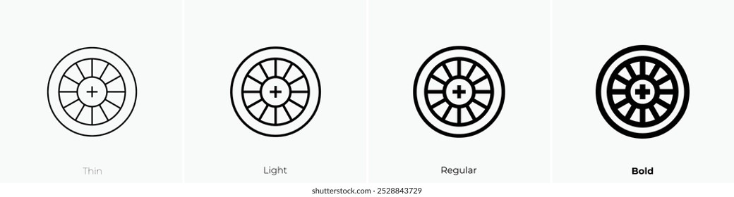 roulette icon. Thin, Light Regular And Bold style design isolated on white background