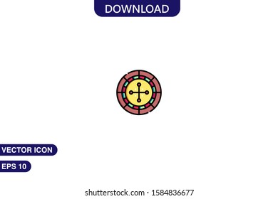 Roulette icon in trendy flat style isolated on white background vector illustration