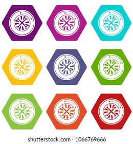 Roulette icons 9 set coloful isolated on white for web