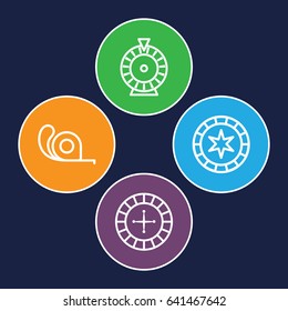 Roulette icons set. set of 4 roulette outline icons such as roulette, tape