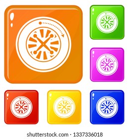 Roulette icons set collection vector 6 color isolated on white background