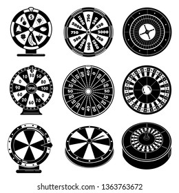 Roulette icons set. Simple set of roulette vector icons for web design on white background
