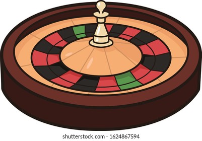 Roulette illustration. Roulette is a casino game in which a ball is thrown into a rotating disk and hits a falling spot.