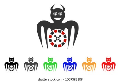 Roulette Mad Spectre Devil icon. Vector illustration style is a flat iconic roulette mad spectre devil symbol with grey, yellow, green, blue, red, black color variants.
