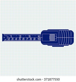 Roulette measure. Vector illustration on Notebook sheet texture background