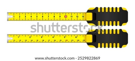 Roulette Measure. Yellow building tool. Tape measure with scale, metric measuring tape centimeters. Vector illustration.
