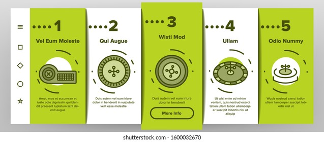 Roulette Onboarding Mobile App Page Screen Vector. Casino Roulette, Fortune Wheel Gamble Game Gambling Chips And Dollar Mark Illustrations
