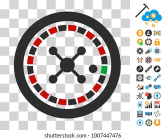Roulette pictograph with bonus bitcoin mining and blockchain pictograms. Vector illustration style is flat iconic symbols. Designed for blockchain websites.