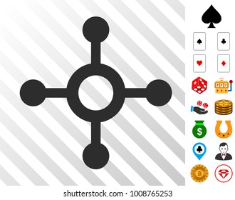 Roulette pictograph with bonus gamble clip art. Vector illustration style is flat iconic symbols. Designed for casino apps.