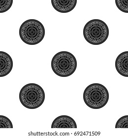 Roulette with red and black cells. The most popular casino game in the world.Kasino single icon in black style vector symbol stock illustration.
