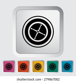 Roulette. Single flat icon on the button. Vector illustration.