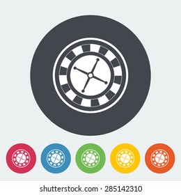 Roulette. Single flat icon on the circle button. Vector illustration.