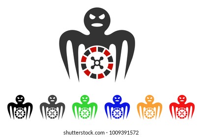 Roulette Spectre Monster icon. Vector illustration style is a flat iconic roulette spectre monster symbol with grey, yellow, green, blue, red, black color variants.