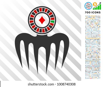 Roulette Spectre Monster pictograph with 7 hundred bonus bitcoin mining and blockchain images. Vector illustration style is flat iconic symbols designed for blockchain websites.