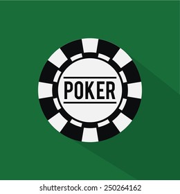 roulette tab  in black and white, flat,  on green background degrade