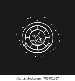 Roulette table icon in doodle sketch lines. Game gambling chance opportunity jackpot