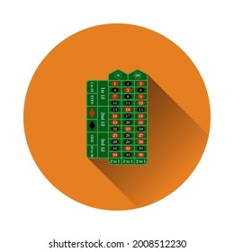 Roulette Table Icon. Flat Circle Stencil Design With Long Shadow. Vector Illustration.