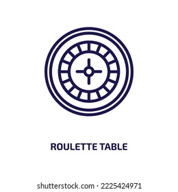 Roulette Tabelle Symbol aus anderen Kollektionen. Dünner linearer Roulettetisch, Roulette, Kontursymbol einzeln auf weißem Hintergrund. Zeilenvektorroulettenschild, Symbol für Web und Mobile