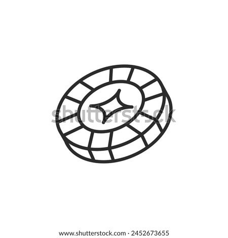 Roulette table icon with a single betting chip. Ideal for representing casino games, gambling scenarios, and strategic betting in digital and print media. Vector illustration.