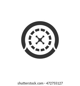 Roulette table icon in single color. Game gambling chance opportunity jackpot