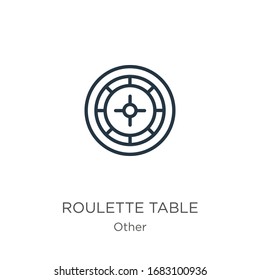 Roulette table icon. Thin linear roulette table outline icon isolated on white background from other collection. Line vector sign, symbol for web and mobile