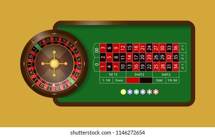 Roulette And Table. Vector Illustration.