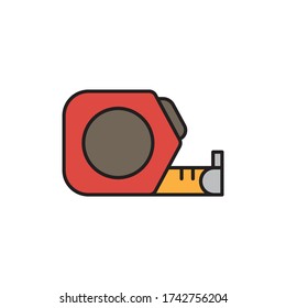Roulette, tape measure vector icon symbol tools isolated on white background