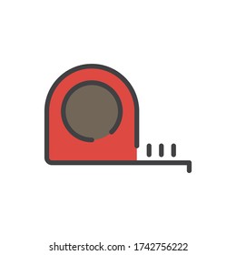 Roulette, tape measure vector icon symbol tools isolated on white background