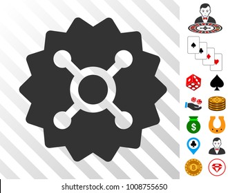 Roulette Token icon with bonus gambling design elements. Vector illustration style is flat iconic symbols. Designed for gamble websites.