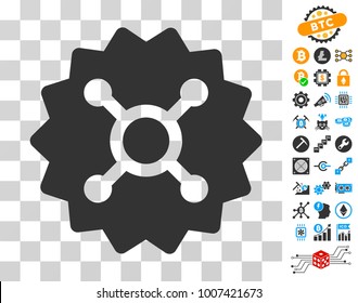Roulette Token pictograph with bonus bitcoin mining and blockchain pictographs. Vector illustration style is flat iconic symbols. Designed for cryptocurrency ui toolbars.