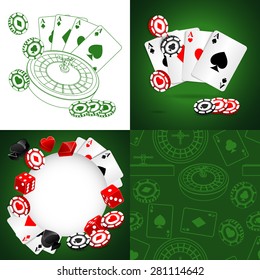 Roulette Vector Casino Backgrounds set