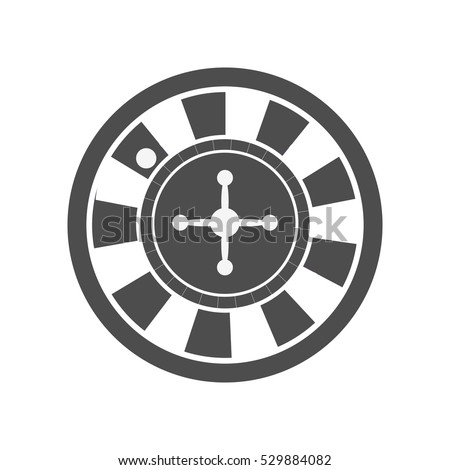 Roulette vector in monochrome, black. Classic casino play-roulette with ball. Illustration for gambling industry, sport lottery services, icons, web pages, logo design. Isolated on white background.