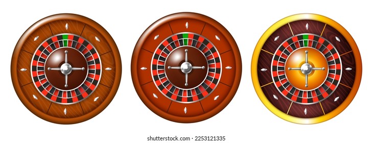 Roulette wheel 3d . Casino roulette wheel. European roulette wheel. Vector clipart isolated on white background.	