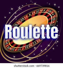 Roulette wheel banner for online casino, poker, roulette, slot machines, card games. Elements for gambling. Cash bash